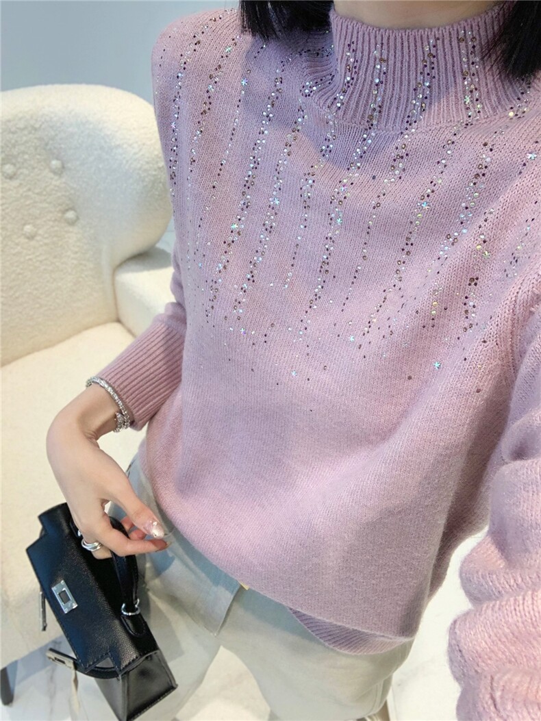 2025年秋季时尚百搭通勤简约休闲半高领，女装羊毛衫，晨旭羊绒