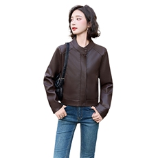 现货立领拉链长袖小个子短款海宁仿绵羊皮皮衣外套女2026年秋季，女装皮衣，江南女神