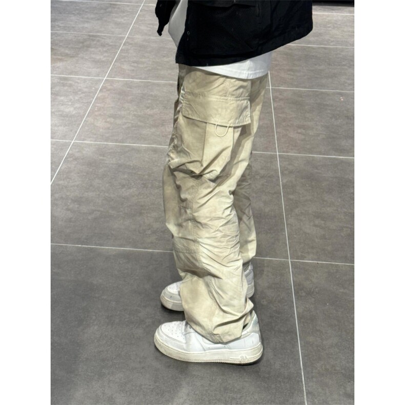 【有货】杏色扎染大口袋速干工装裤美式高街裤子宽松G73LL-特P48,男装工装外套,星座1007（原301D）