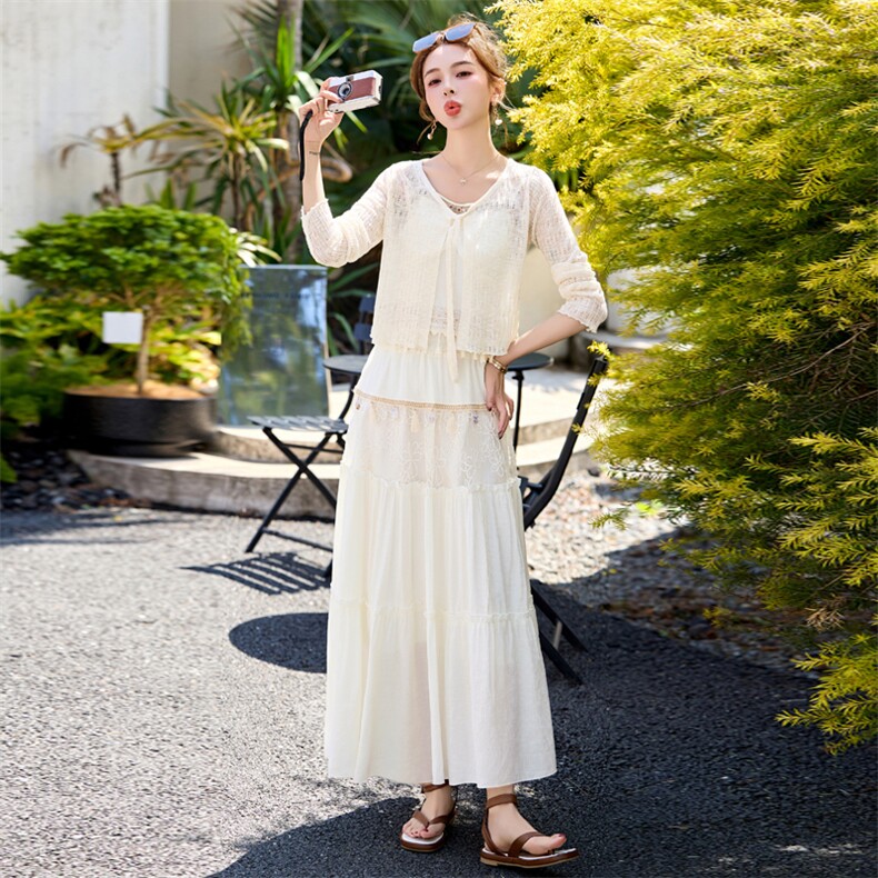 套装裙2025春夏新款超漂亮绝美气质小香风波西米亚防晒穿搭一整套,女装套装/套裙,意芙