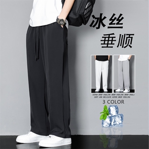 冰丝裤男夏季薄款宽松直筒休闲裤高街潮流ins阔腿长裤K232/P55图片