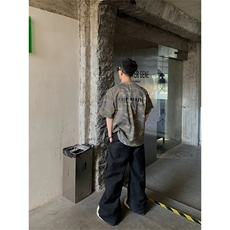 美式复古水洗做旧迷彩短袖T恤男女夏季新款宽松百搭上衣TA66-P36，男装T恤，星座208-5