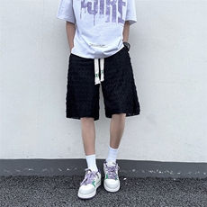 夏款男短裤玲珑波浪条纹宽松五分裤D165P33，男装牛仔裤，星座1013-1