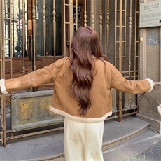 新款麂皮绒皮毛一体外套送包包2C010-2579-P175-K258，女装短外套，2C010