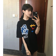 万针全刺绣工艺抖音得物高品质260克重磅纯棉双纱美式高街短袖T恤，男装T恤，电商A486