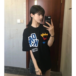 万针全刺绣工艺抖音得物高品质260克重磅纯棉双纱美式高街短袖T恤图片