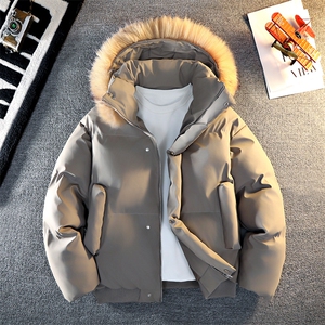 白底平铺光板可二开 休闲百搭连帽毛领加厚情侣棉服MY5241 TP90图片