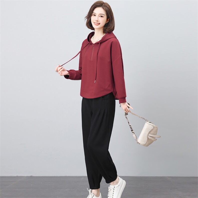 连帽卫衣女2025春秋新款时尚洋气爆款女装外套减龄宽松休闲上衣潮,女装套装/套裙,璐依舞