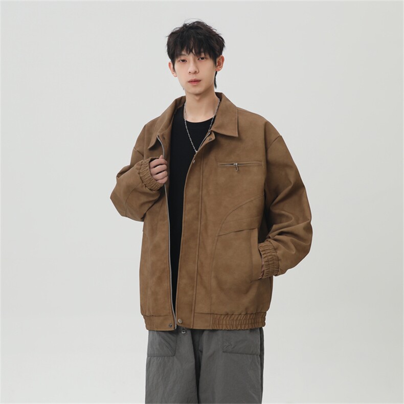 PU皮工装翻领夹克2025秋季痞帅潮流外套XZ301b-2-JK2590P85图片