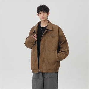 PU皮工装翻领夹克2025秋季痞帅潮流外套XZ301b-2-JK2590P85图片