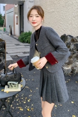 小香风羽绒套装女2025冬装新款气质小个子短外套a字裙两件套套装，女装套装/套裙，1D102-1