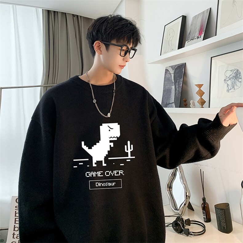 圆领毛衣男大码针织衫男毛线衣线衫M67315-P45 加绒款-P65图片