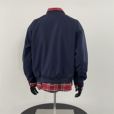 藏青色格子假两翻领外套男女宽松休闲飞行员夹克棒球服JK2110-p68，男装夹克，星座302B