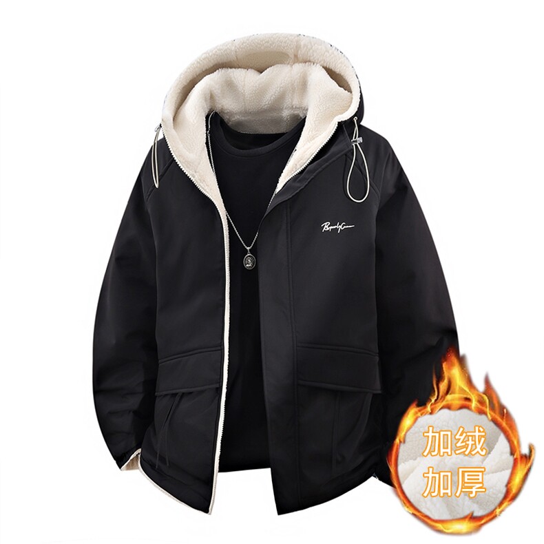 2025冬季男士双面穿加绒加厚夹克冲锋衣保暖外套潮流-加绒536-P75，男装夹克，星座1105