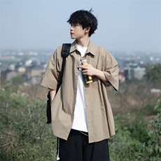 日系短袖衬衫男韩版潮流痞子帅2025夏新款ins宽松外套CY185-P33，男装衬衫，星座412-3