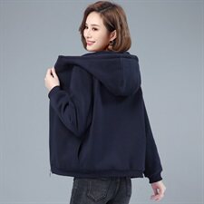 拉链卫衣外套女长袖2024春秋季新款韩版宽松妈妈短款薄款连帽开衫，女装卫衣/绒衫，3200格调