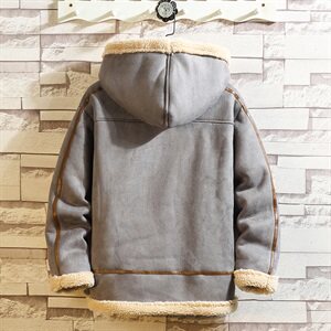 秋冬季新款皮毛一体潮流时尚羊羔毛连帽休闲男棉衣外套MY10/P115图片