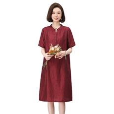 高端天丝短袖连衣裙女2025夏季新款洋气妈妈时尚大码宽松遮肚裙子，女装连衣裙，鑫鑫格