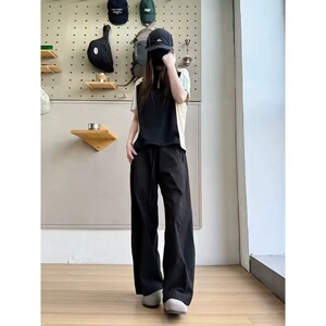 1506A/GF0110/P44短袖T恤上衣女两件套西装阔腿裤子1图片