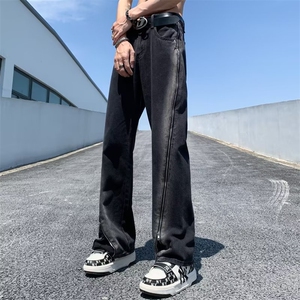 暗黑牛仔裤男韩版潮流拉链开衩高街2024夏季新款K5022-P58图片