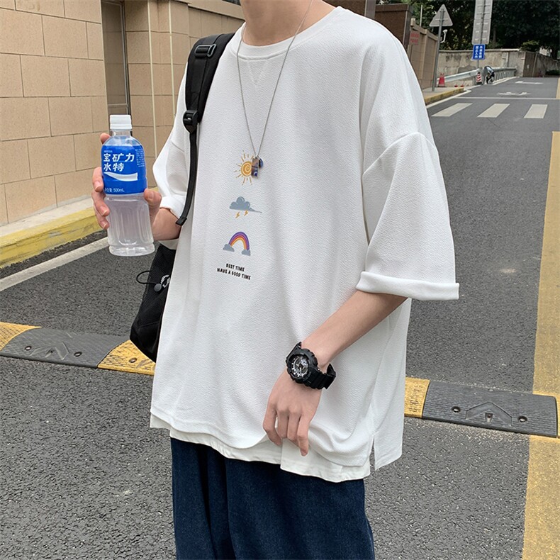 Q11141-P30春夏季七分袖t恤男大码五分袖男短袖中袖,男装T恤,电商A040