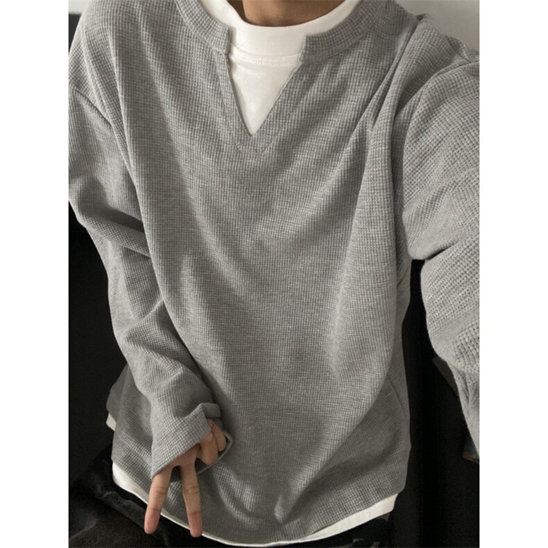 【有货】花灰色假两件卫衣男春秋高级感长袖t恤内搭JD07LL-特P35,男装卫衣,星座1007（原301D）
