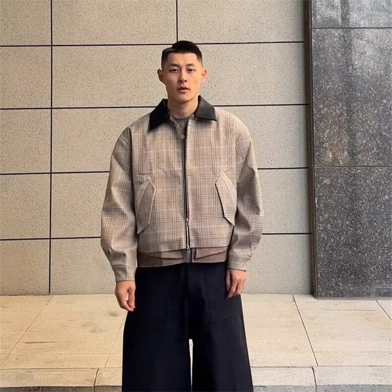 WT94-P77潮流气质慵懒ins简约文艺流行日系新款质量千鸟格夹克,男装夹克,电商B323A