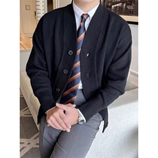 秋冬新款V领开衫男英伦商务复古针织衫个性纯休闲毛衣外套MY566，男装针织衫/毛衣，星座1116A-2（原606A-1）
