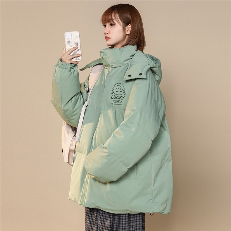 中性风秋冬宽松加厚印花连帽棉衣外套MY6207P115控158,男装棉衣,电商A268