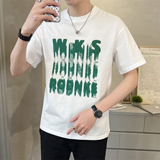 夏季发泡印花社会小伙轻熟风短袖休闲圆领时尚修身T恤T2309-P45，男装T恤，电商A413