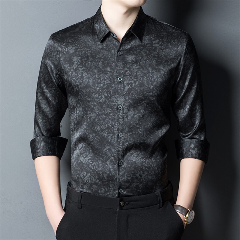 BJ9846男式服装秋季新款衬衫男长袖翻领休闲四季衬衣P320图片