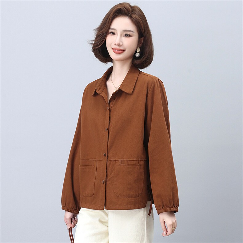 休闲薄款外套女短款2024年秋季新款妈妈装中老年大码宽松夹克上衣,女装短外套,忆绮罗