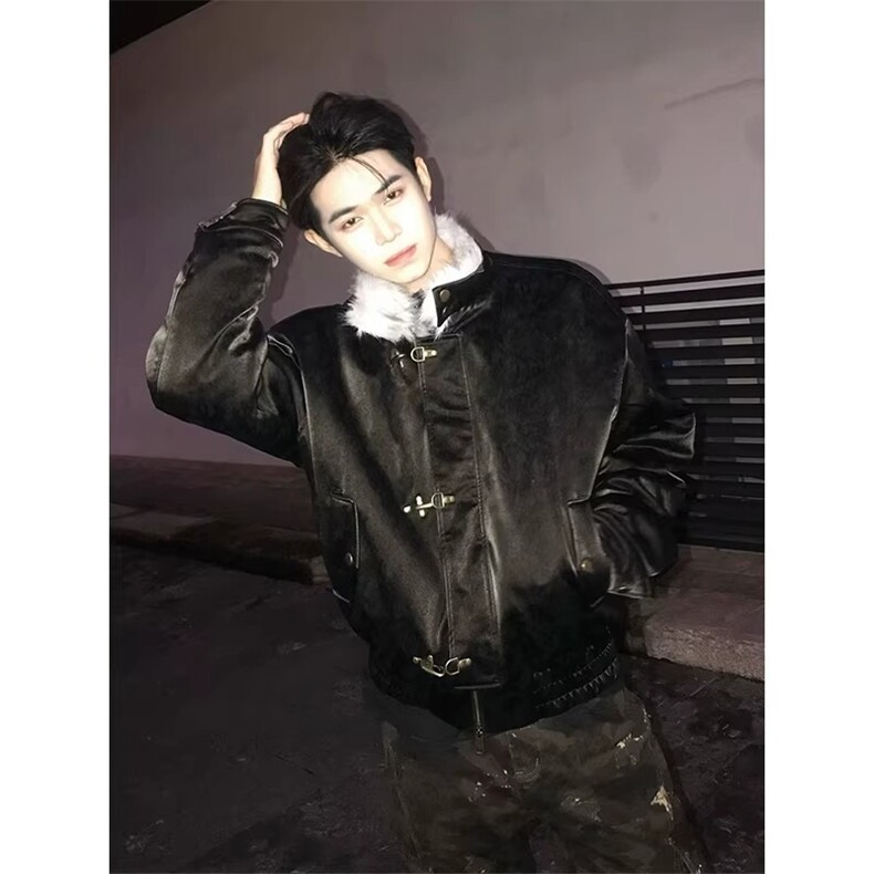 飞机扣哈灵顿座山雕棉服男款冬季美式复古cleanfit短款外套高级感,男装棉衣,星座506A