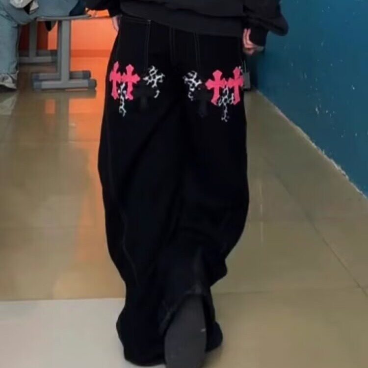 复古工装牛仔裤男秋冬款宽松直筒阔腿痞帅高级感裤子潮流美式高街,男装牛仔裤,星座506A