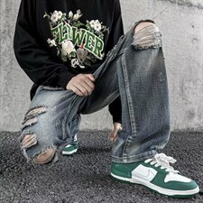 牛仔裤男秋季潮大码休闲裤子高街慵懒男N1331P42，男装牛仔裤，星座1116-2