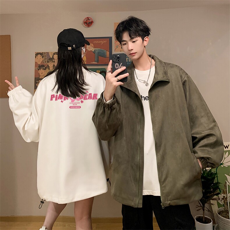 麂皮绒夹克男大码立领褂子外套JK85329-P68加绒款-P78,男装夹克,电商A040