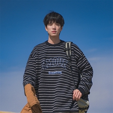B225-M1150-P62-X78-腈纶42%锦纶31%PBT27%-条纹刺绣毛衣，男装针织衫/毛衣，电商B225