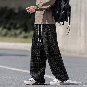 现货A2245TP45控79-秋季新款美式格子休闲裤男宽松直筒抽绳裤子