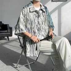 现货高克重四面弹印花风短袖衬衫10032-P45控68，男装衬衫，电商A059