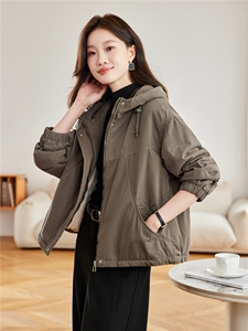 现货2025冬装新款加绒加厚休闲精品女装棉衣棉服派克服图片