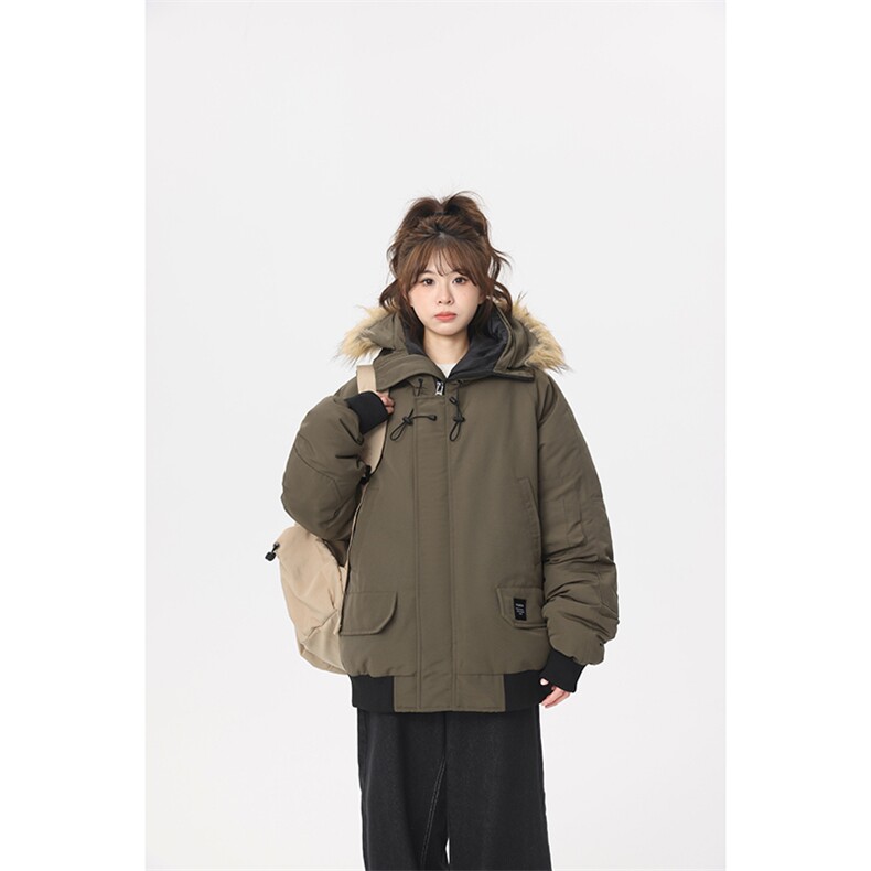 冬季加厚保暖连帽毛领休闲棉衣情侣棉服中性风棉衣外套MY7800p110,男装棉衣,电商A128