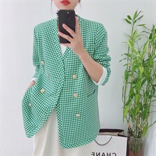 现货欧货格子西装，女装西装，悠奈尔