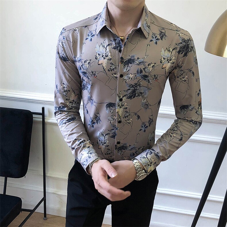 312A-5-291-P55长袖高级感秋季休闲英伦发型师韩版纯色男士衬衣,男装衬衫,星座312A-5