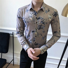 312A-5-291-P55长袖高级感秋季休闲英伦发型师韩版纯色男士衬衣，男装衬衫，星座312A-5