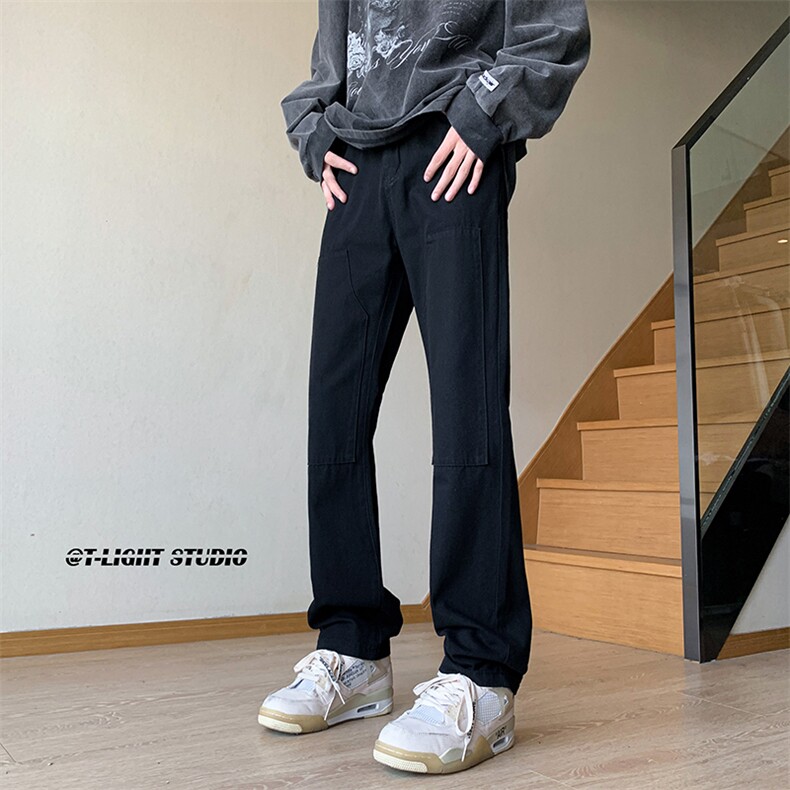 B221美式ins高街小众暗黑刺绣修身小脚休闲裤LK23039-P60控78,男装休闲裤,电商B221