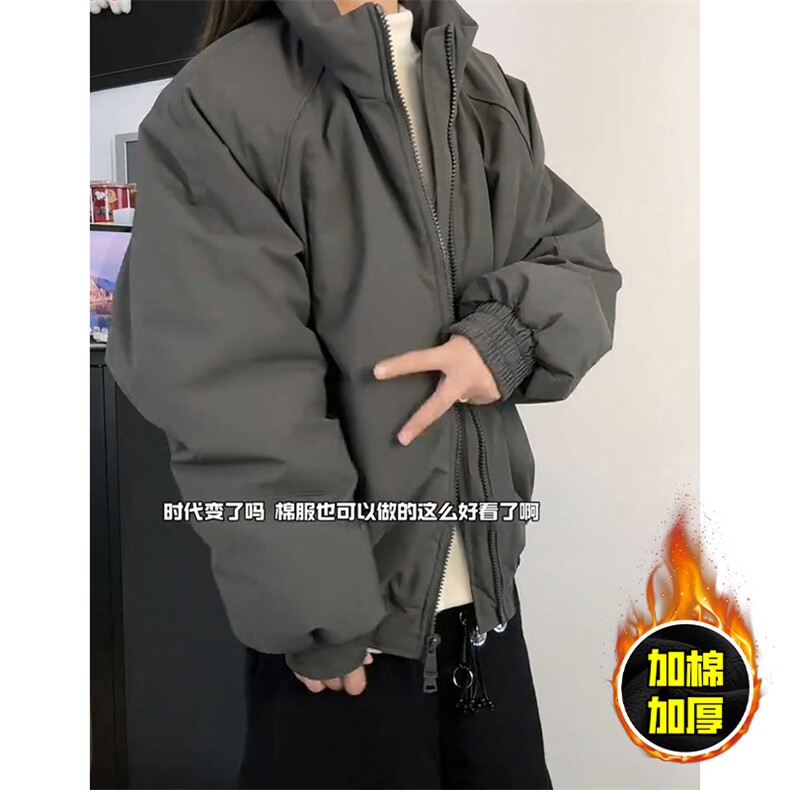 现货美式高街休闲棉衣夹克三防立领纯色户外工装加厚棉服外套,男装夹克,电商A486