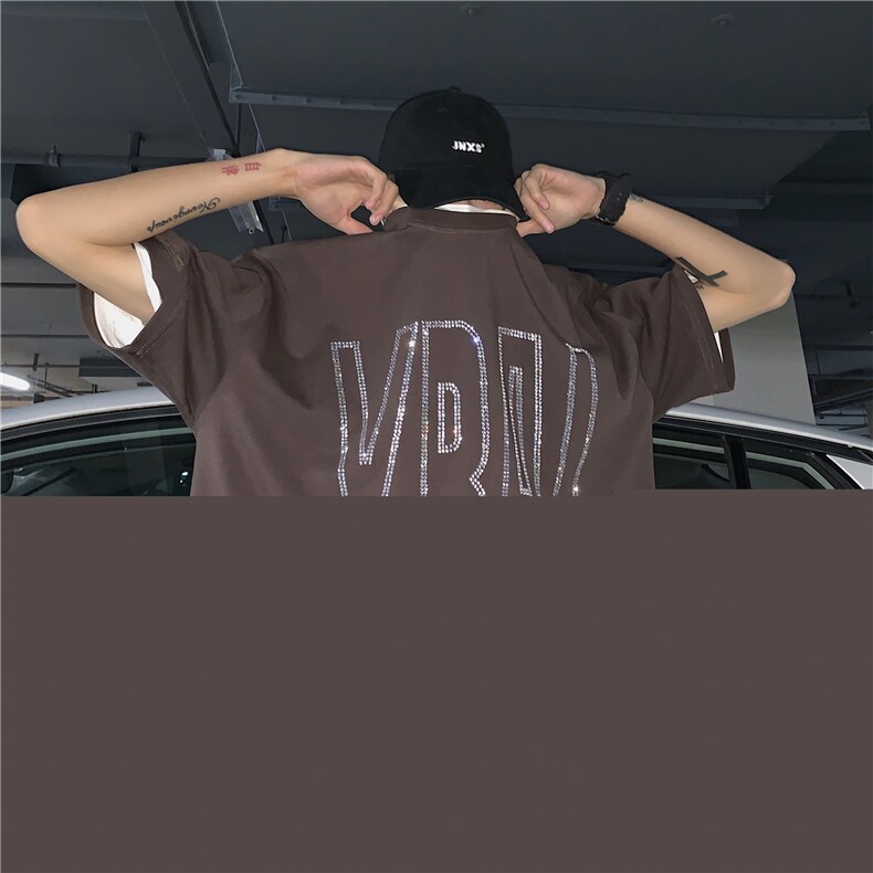 T恤潮流圆领男港风烫钻2026夏季新款短袖时尚B299-X5290-P40-控59,男装T恤,电商A061-1