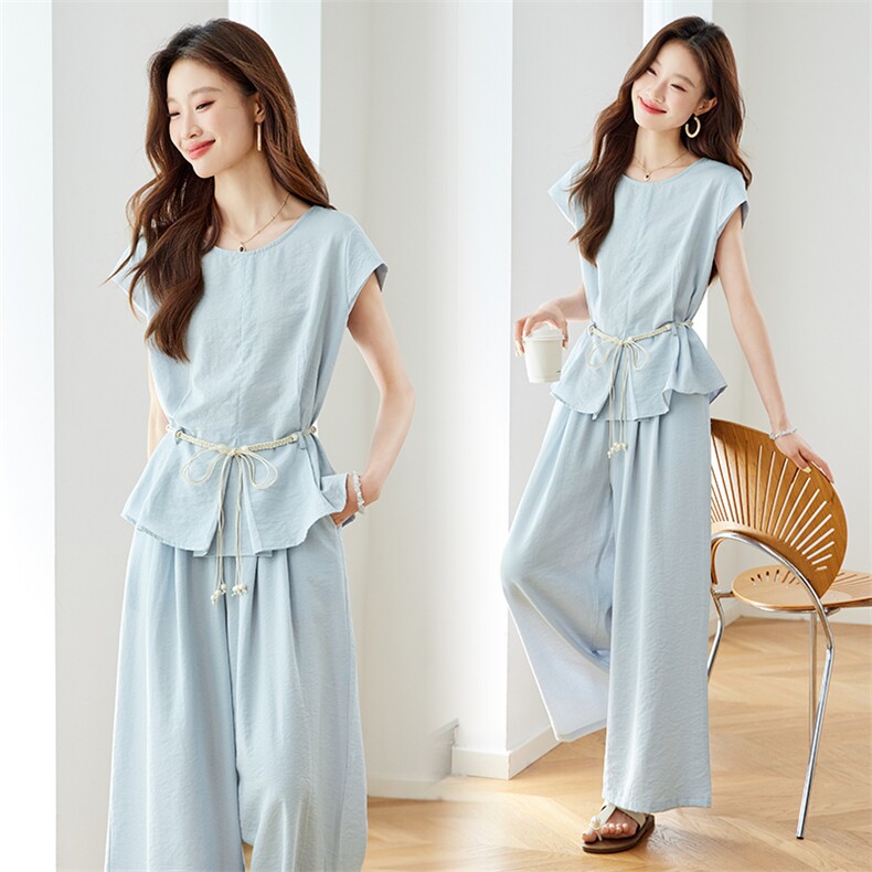 阔腿裤套装女2025夏季新款大方得体职业气质休闲小香风穿搭一整套，女装套装/套裙，慕咨