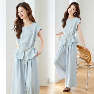 阔腿裤套装女2025夏季新款大方得体职业气质休闲小香风穿搭一整套，女装套装/套裙，慕咨