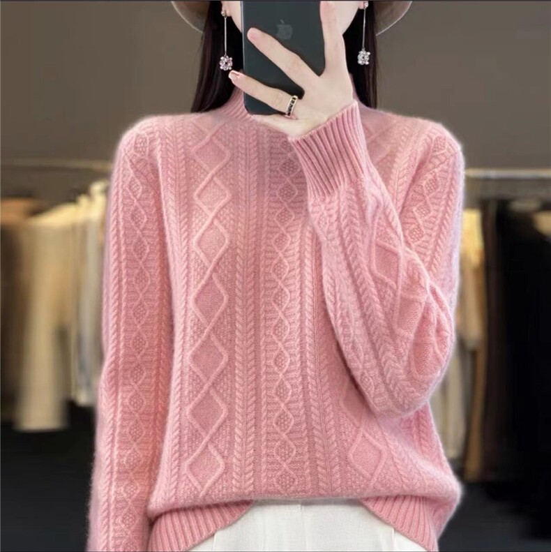 时尚百搭女士秋冬羊毛衫羊毛简约休闲舒适毛衣,女装羊毛衫,牧思羊